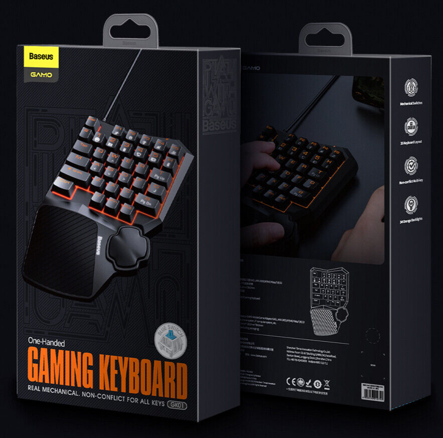 Baseus USB One-handed PC Gaming Mechanical Keyboard Orange Backlit