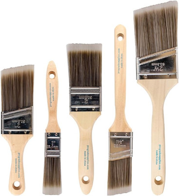 Paint Brushes - 5-Piece Flat and Angle Paint Brush Set for All Latex and Oil Pai