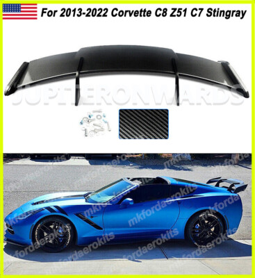 GT Style Rear Spoiler Wing For 2013-2024 Corvette C6 C7 C8 Z06 Z51 Carbon Look