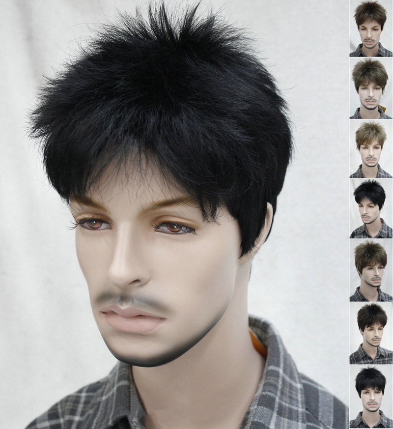 Man Short Wig Men Male Daily Wear Hair Full Wig Black Blonde Brown