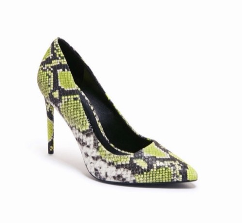 Pre-owned Alice And Olivia Alice + Olivia Snake Skin Heels In Neon Yellow. Size 8. Brand In Box.