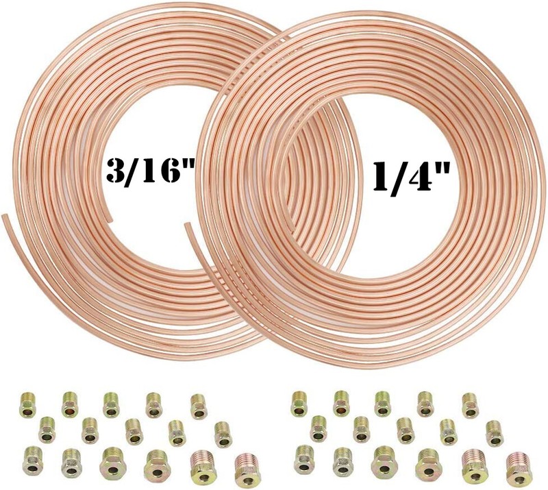 Pair 25Ft. 1/4"   &3/16" Copper Nickel Brake Line Tubing Kit
