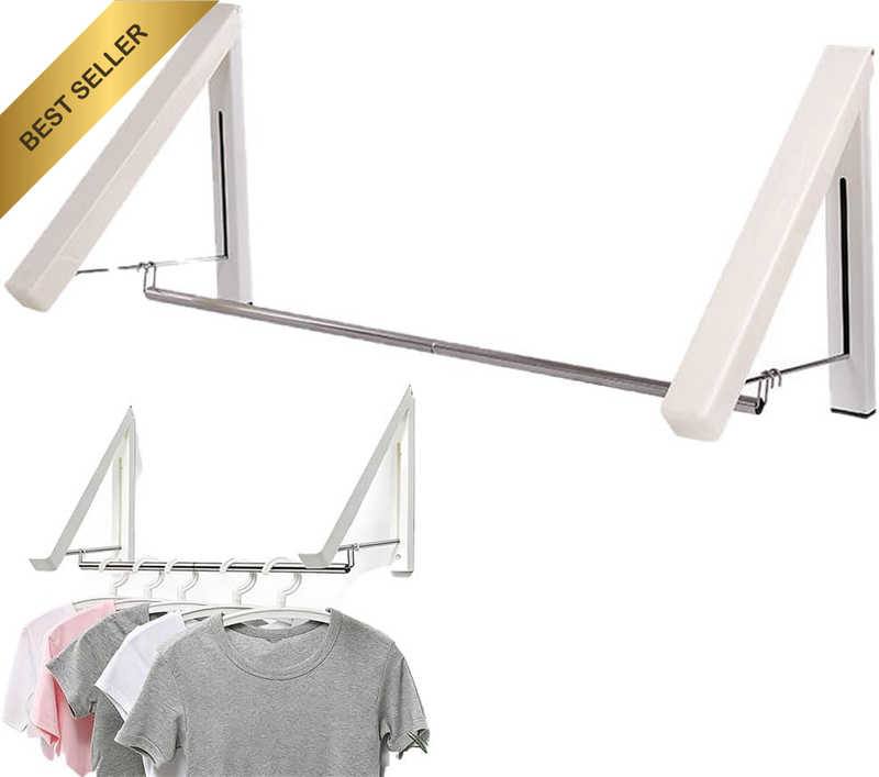 Foldable Wall Mounted Drying Rack, Foldable Clothes Hanger with Drying Rod, Wall