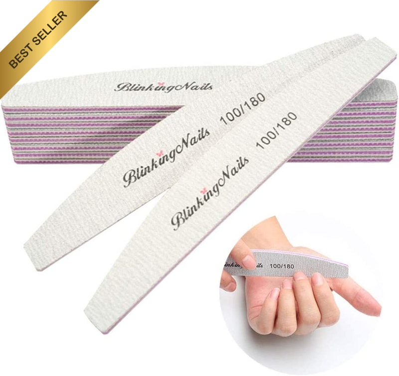 Nail Files and Buffers Professional Nail File 100/180 Grit Sanding File Set Doub