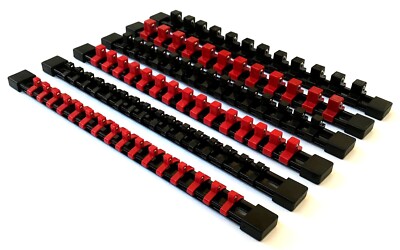 5 GOLIATH INDUSTRIAL 3//8 ABS MOUNTABLE SOCKET RAIL HOLDER ORGANIZER BLACK SH38BL