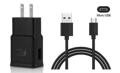 Fast Rapid Wall Charger+Charging Cable Cord For Samsung Galaxy J3 J7 S6 S7 Black