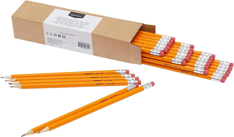Amazon Basics Woodcased #2 Pencils, Pre-Sharpened, HB Lead, Box of 30