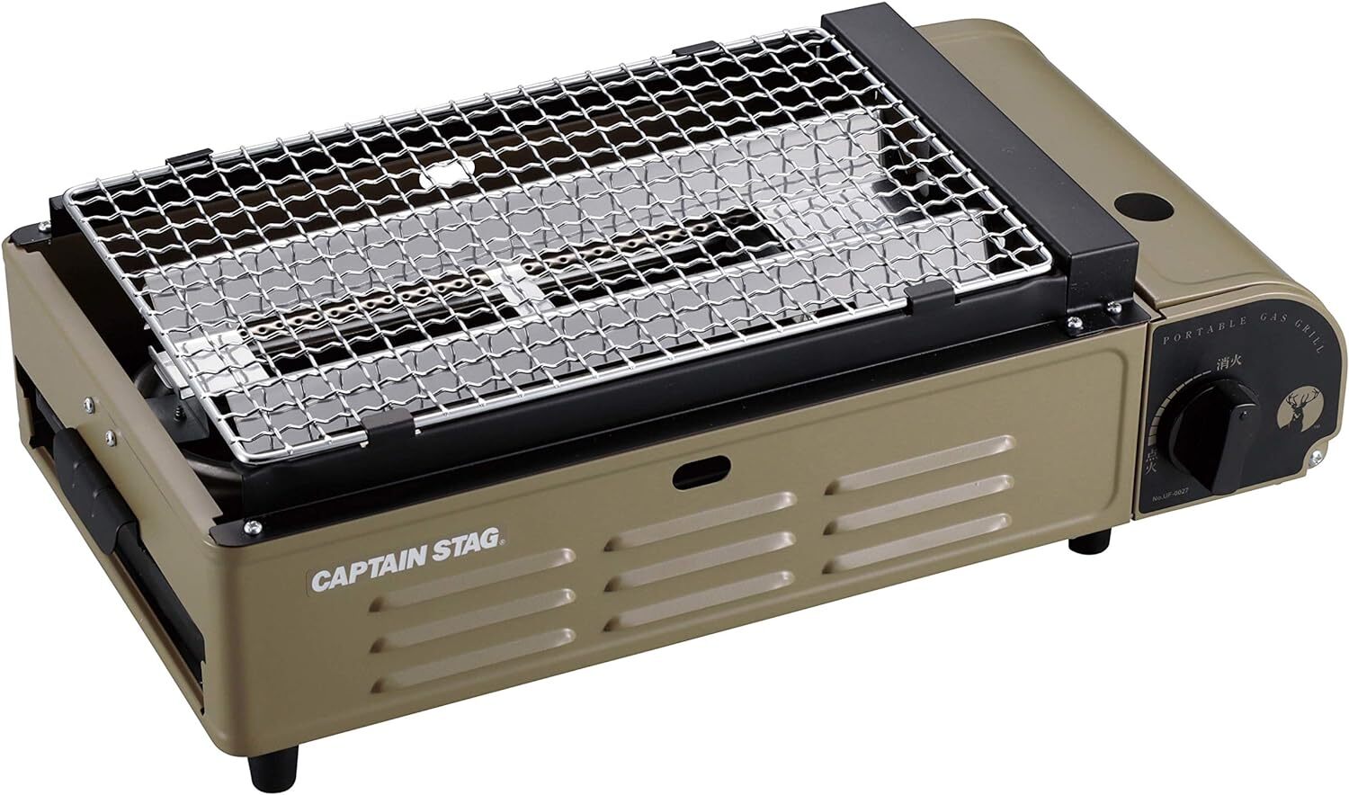 ストーブ+コンロ CAPTAIN STAG - CAPTAIN STAG Beetle CAPTAIN STAG Barbecue Grill Cassette Stove Tabletop Khaki