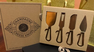 CHAMPAGNE GOLD CHEESE KNIVES BOOK BOX Item: G2745 NEW IN BOX