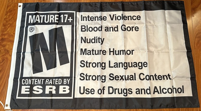Video Game Rating Flag Banner 3 Feet x 5 Feet