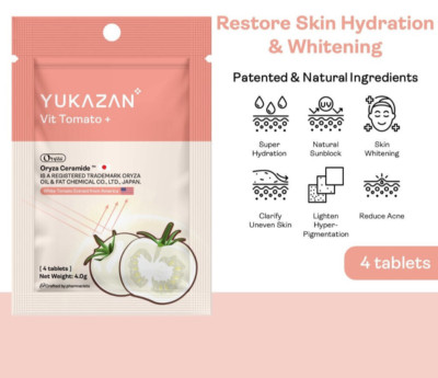 Yukazan Vit Tomato+ Brightening Supplement 4's Collagen, White Tomato Free Ship