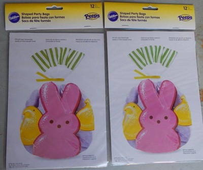 2 pkg Wilton PEEPS Shape Candy Treat Bags Bunny Chicks EASTER NEW 24pcs