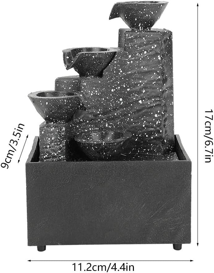 Tabletop Fountain, Indoor 3 Tiered Waterfall Desktop USB Electric Water Rockery