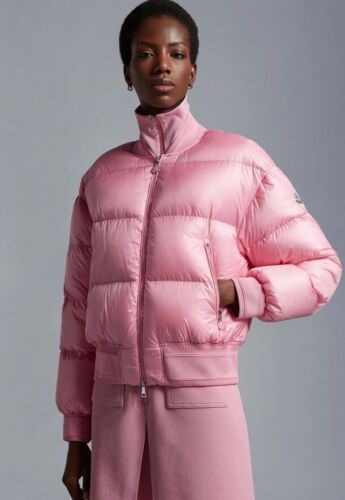 Pre-owned Moncler Merlat Puffer Bomber Jacket Pink Size 2