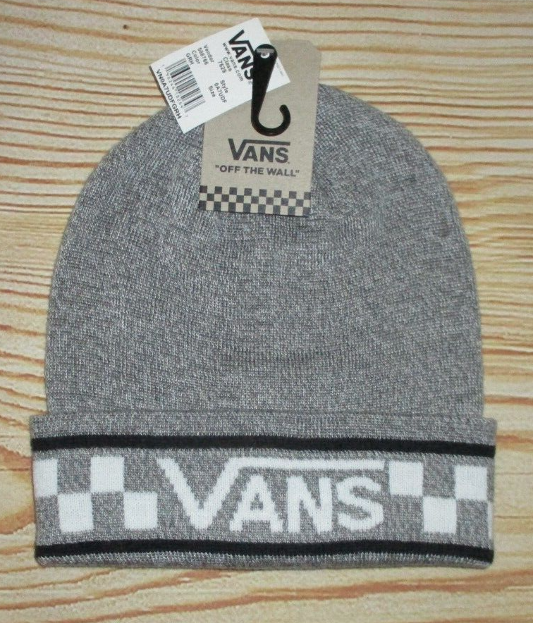 MENS VANS OFF THE WALL GRAY BEANIE HAT CAP ONE SIZE | eBay