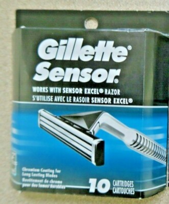 Gillette Sensor for Men Razor Blade Refills 10 Cartridges Total New Box