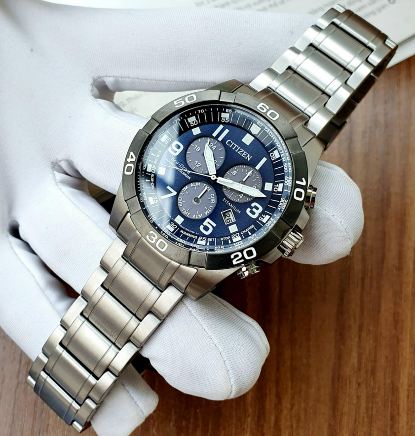 Pre-owned Citizen Brycen Super Titanium Eco-drive Sport Chronograph Men's Watch Bl5558-58l