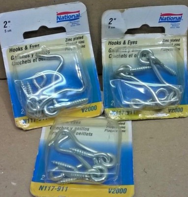 Lot of 3 - Hooks & Eyes Size 2'' Zinc Plated [L#110][C1-4-1-3]