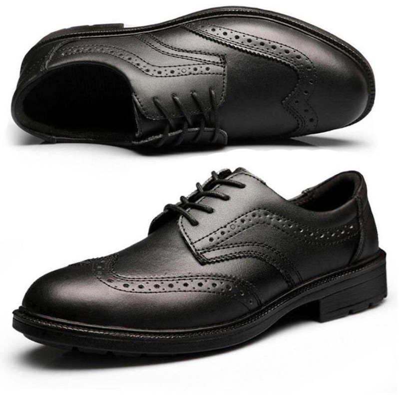 Mens Dress Formal Safety Work Shoes Steel Toe Lace Up Oxford Brogue