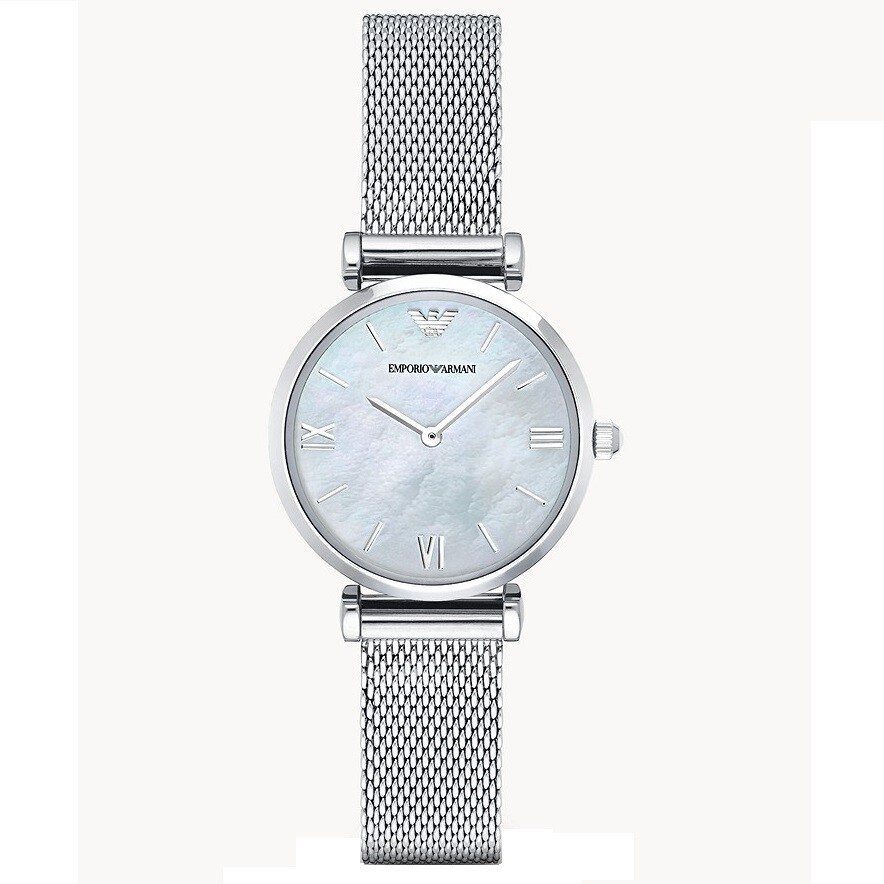 EMPORIO ARMANI CLASSIC AR1955 MOTHER OF PEARL SILVER WOMENS