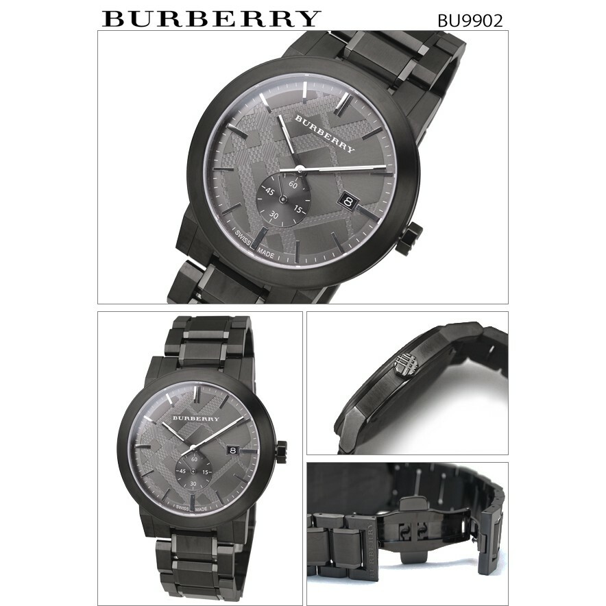 Pre-owned Burberry City Gunmetal Gray Tone,stainless Steel Bracelet Watch Bu9902