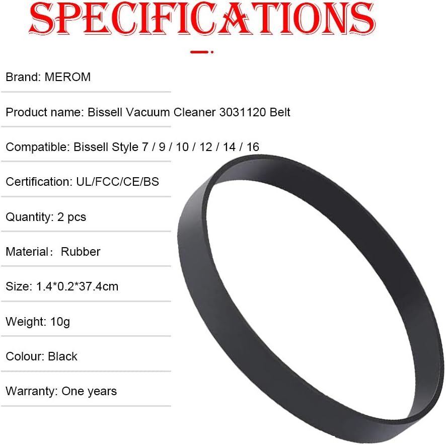 Style 7/9/10 P/N 3031120 Replacement Belt for Bissell Vacuum 2 Pack
