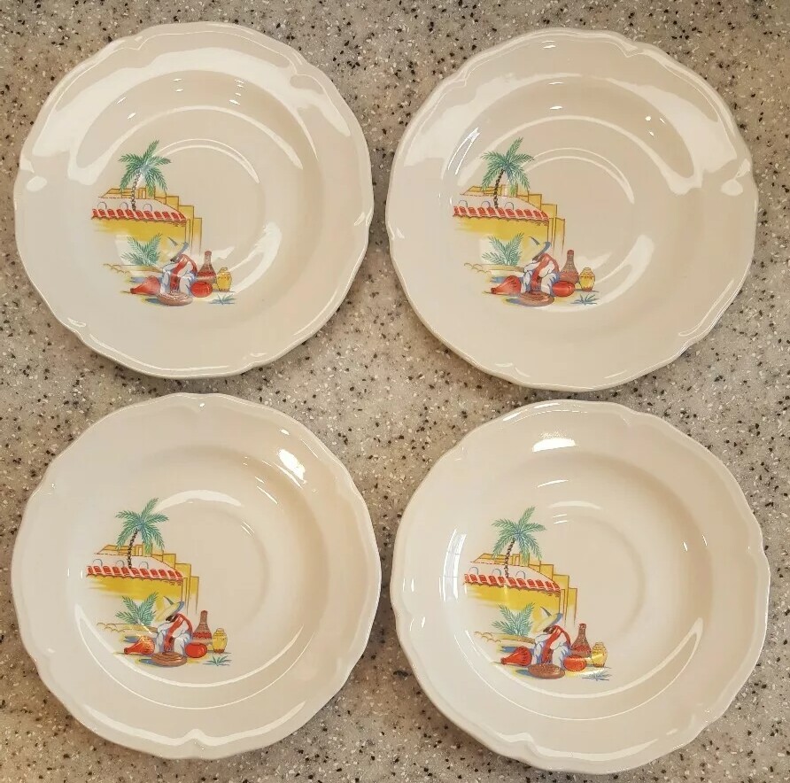 Set of 4 Knowles Saucer Plates Sleeping Mexican Style or Tia Juana Style 6