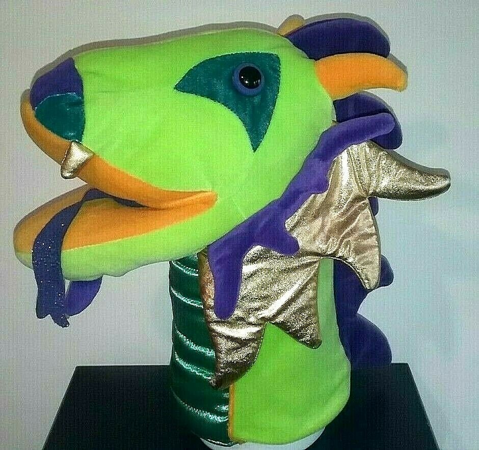 Manhattan Toy Dragon Hand Puppet Multi Color 13 inches Long Stuffed Plush 2009