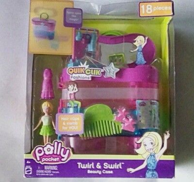 Polly Pocket Twirl Swirl Beauty Case & Accessories 18 pcs. Mattel