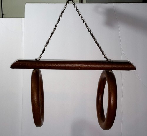 Wooden Two Ring Plant Towel Hanger Rack Porch Free Hanging