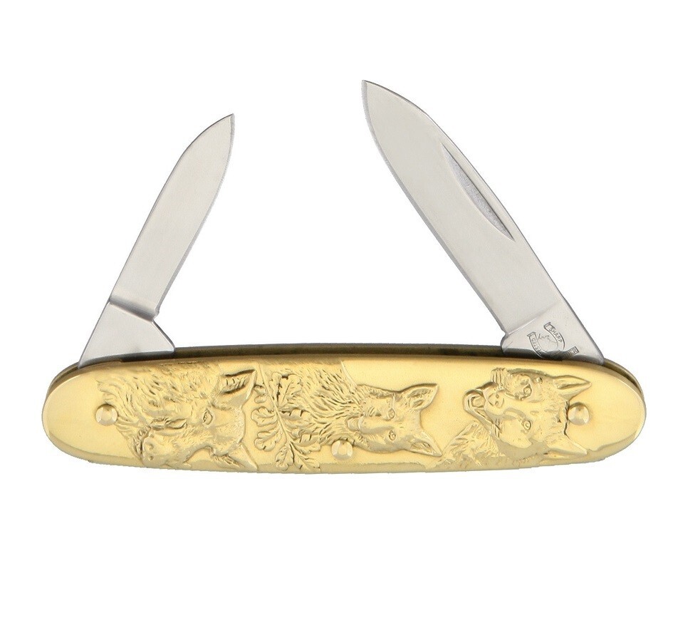 Wolf Pocket Knife Brass Handle