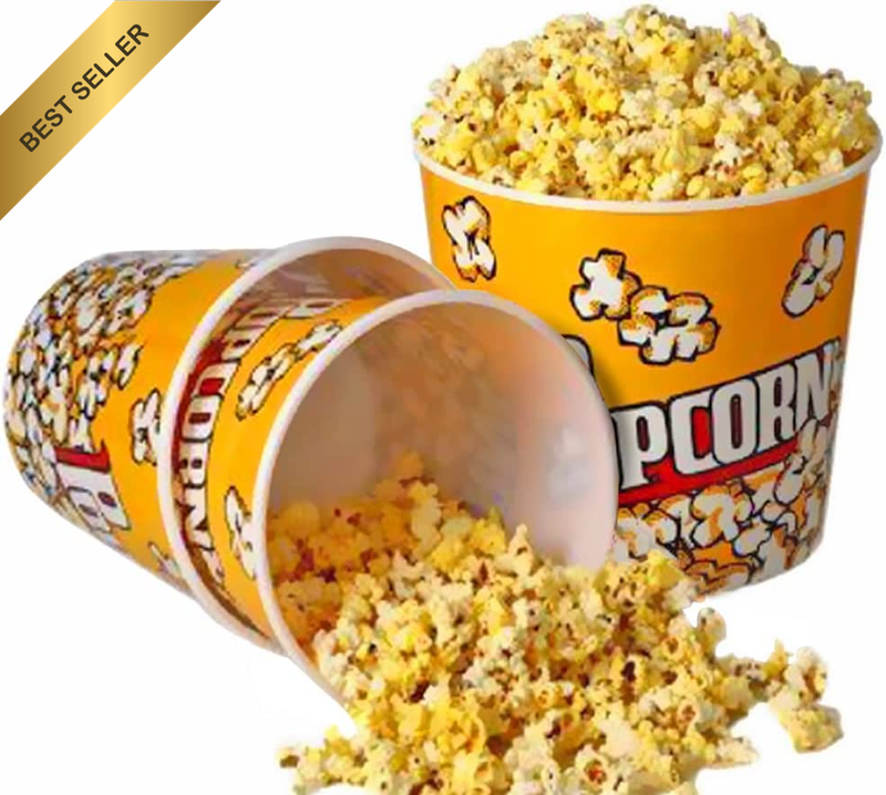 3Pcs Retro Style Plastic Popcorn Containers 7.1" for Movie Night Party