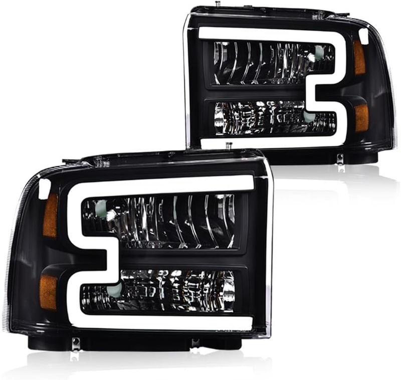 Black Housing LED Headlights for Ford F250 F350 F450 F550 Super Duty 2005-2007