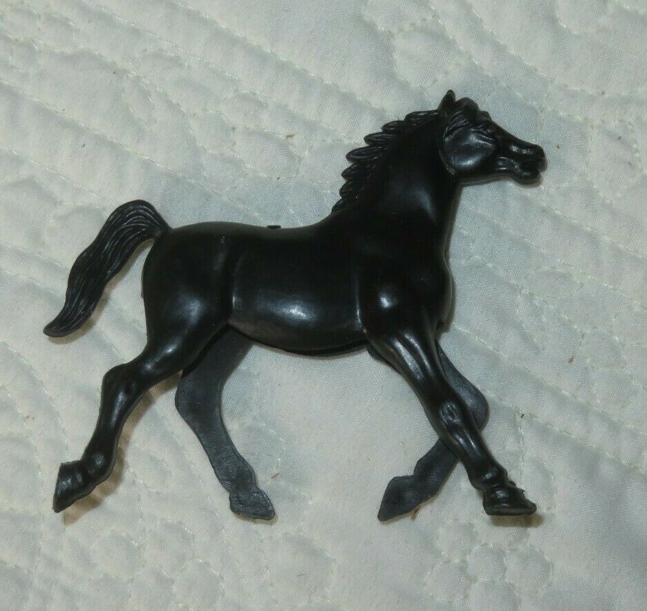 VINTAGE PLASTIC HORSE Black Prancing 3.5