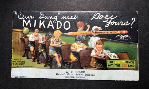 Hal Roach Our Gang Pencil Advertising Blotter Mini Sign Kramer Indiana