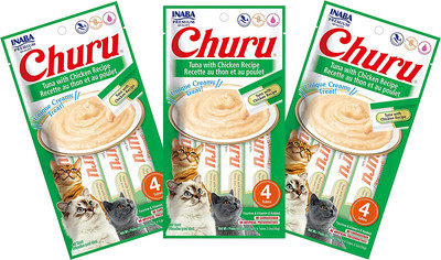 INABA Churu Tuna with Chicken Recipe Lickable Purée Natural Cat Treats 12 Tubes