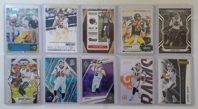 Jared Goff 10 Card Lot With RC cards, Parallels, Numbered cards /75 & Below