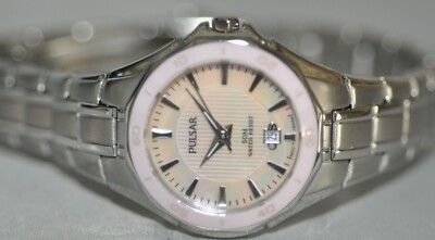 Pulsar Ladies Pink Mother-of-Pearl Dial Stainless Steel Watch PXT899