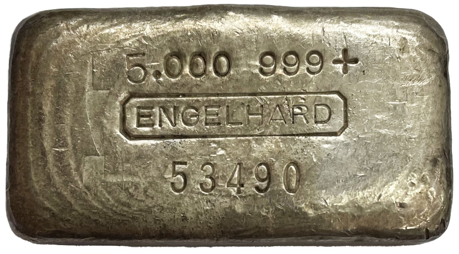 VINTAGE 4th SERIES ENGELHARD 5.000 999+ OUNCE POURED SILVER