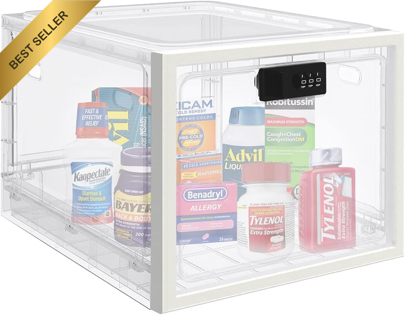Large Lock Box, Medicine Lockable Storage Box Container for Medication Storage,