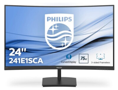 Philips Curved LED PC Monitor 241E1SCA 24 Inch Full HD AMD FreeSync 75Hz 4ms