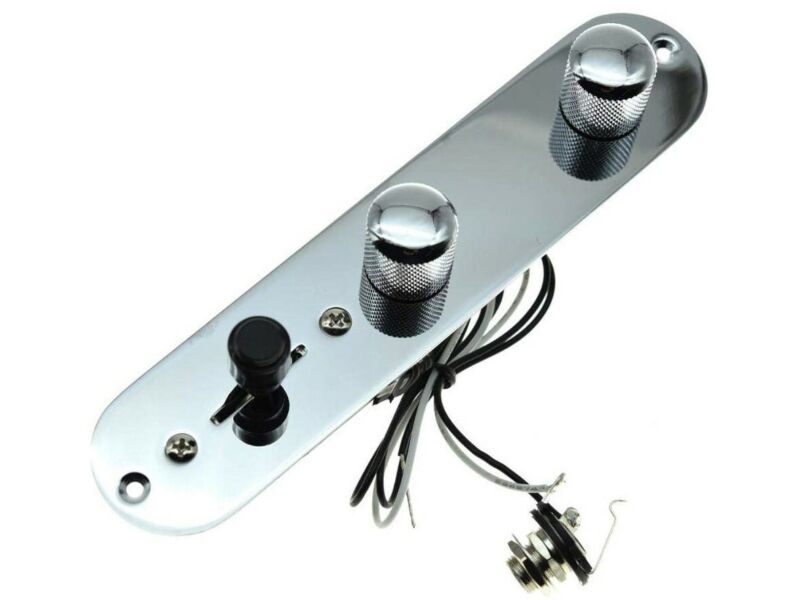 *NEW LOADED CONTROL PLATE for Fender Telecaster Tele Pots, Plate & Jack CHROME