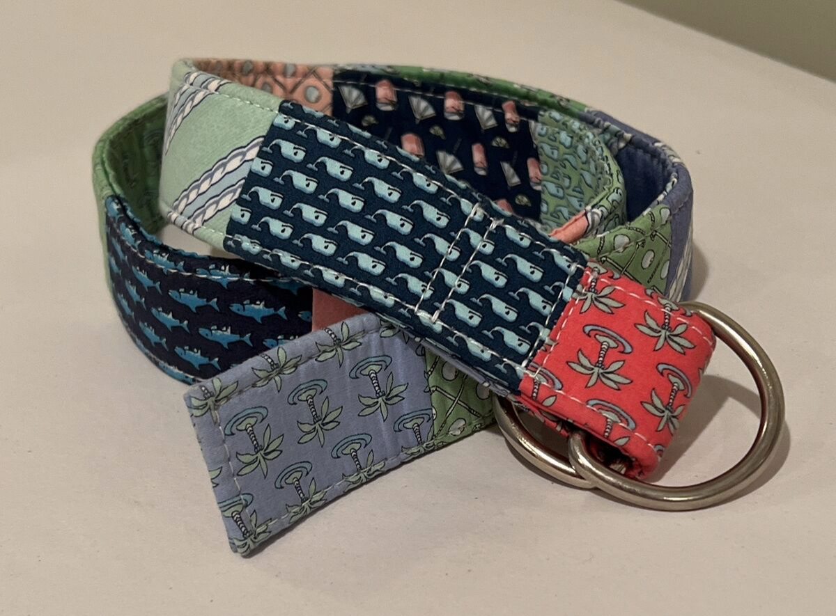 Vineyard Vines Metal D-Ring Patchwork Belt MED 41in Preppy