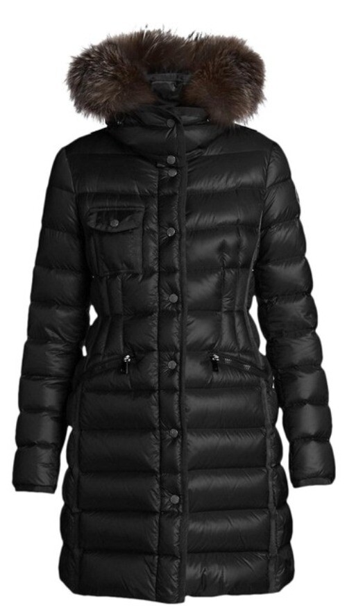 サイズ1 Moncler Hermifur Black エルミファー Moncler Hermifur Fox Fur Trim Quilted Down Black Parka Size