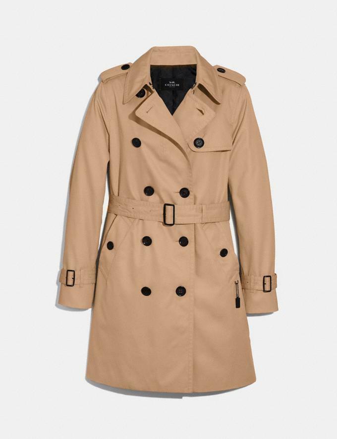 Pre-owned Coach Women's Mid Length Tan Trench Coat $550 Retail Price In Brown