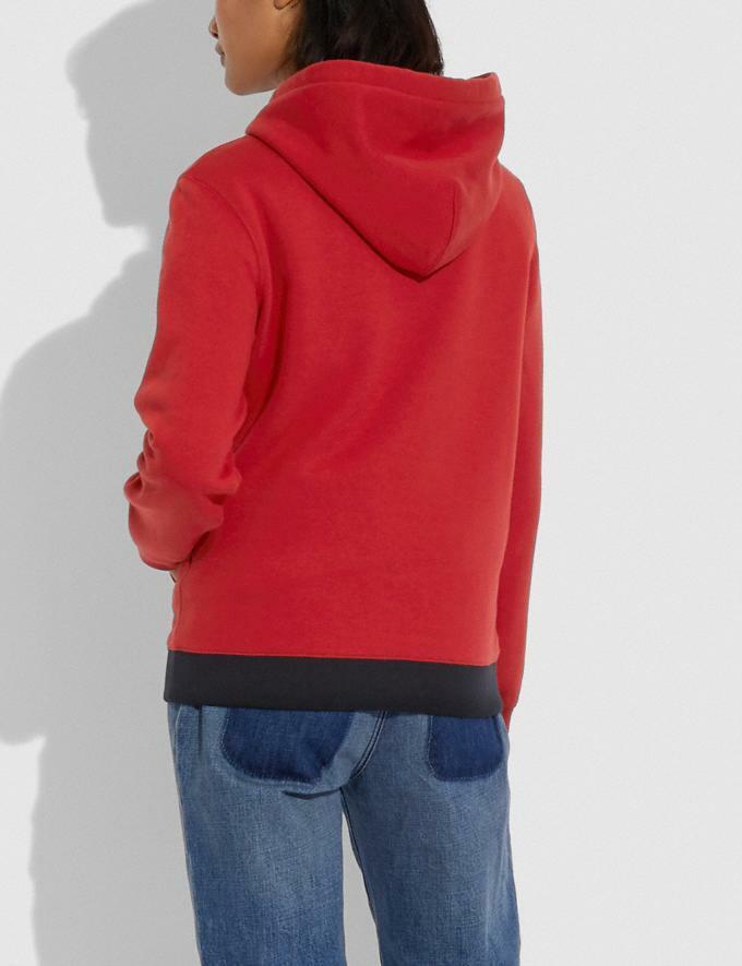 Pre-owned Coach Disney Mickey Mouse X Keith Haring Hoodie W Sequins Embroidery - Sz L In Red