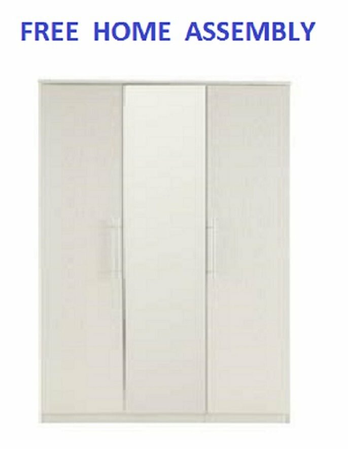 Prague 3 Door Mirrored Wardrobe In White Ash