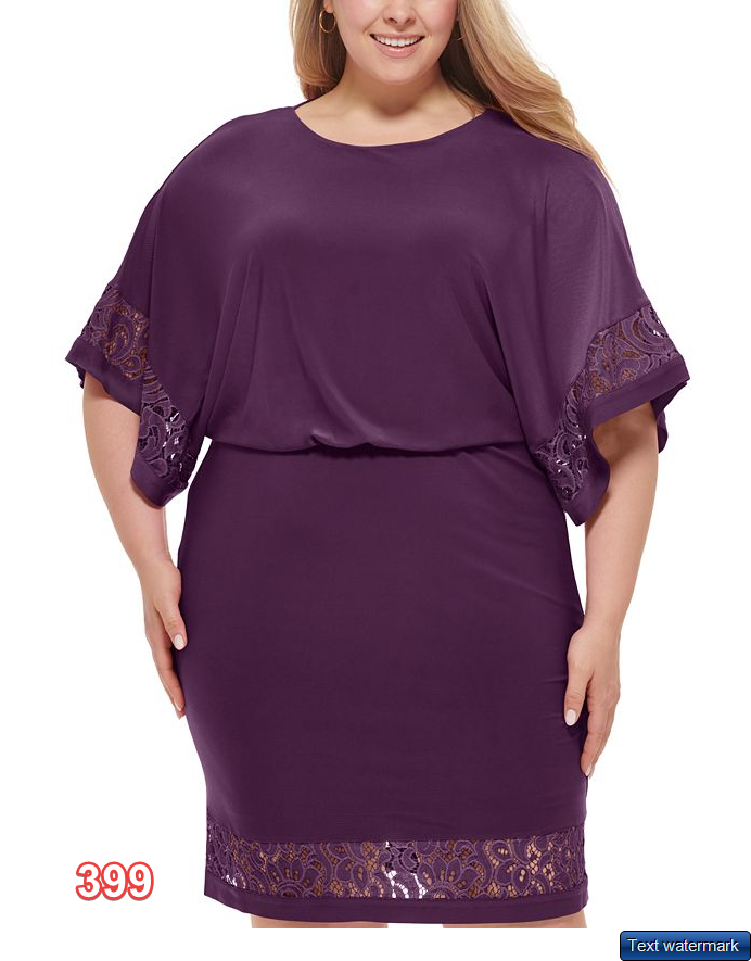 JESSICA HOWARD Plus Sz Blouson Lace-Trim Dress Plum 18W JESSICA HOWARD Dress