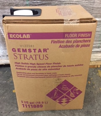 ECOLAB GEMSTAR STRATUS 1111889 HIGH SOLID HIGH SPEED FLOOR FINISH 5 GALLON