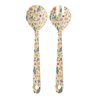 RICE: 2-teiliges Salatbesteck aus Melamin, Wild Flowers Print